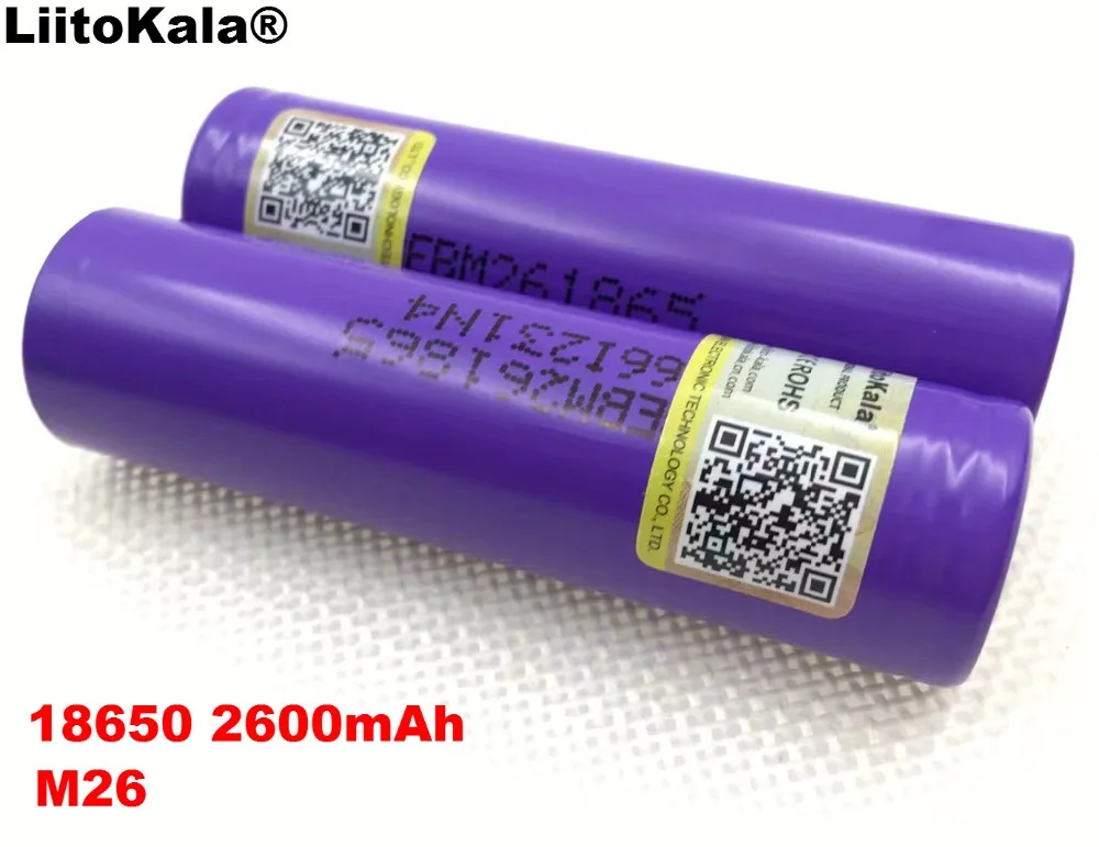 2 шт. .. Liitokala 100% оригинальный M26 2600 мАч 10A 18650 литий ионный перезаряжаемый