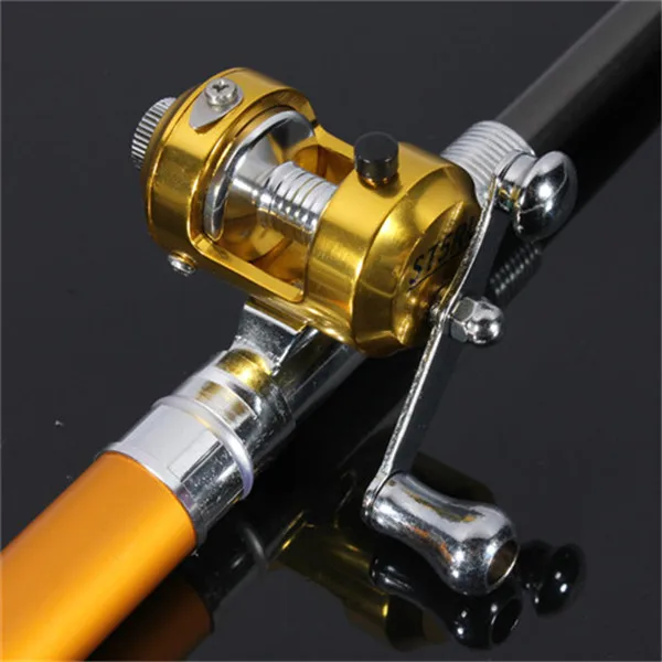 NEW Hot Mini Telescopic Portable Pocket Aluminum Alloy Pen Fishing Rod Pole Reel Black Fibre Glass golden yellow | Спорт и