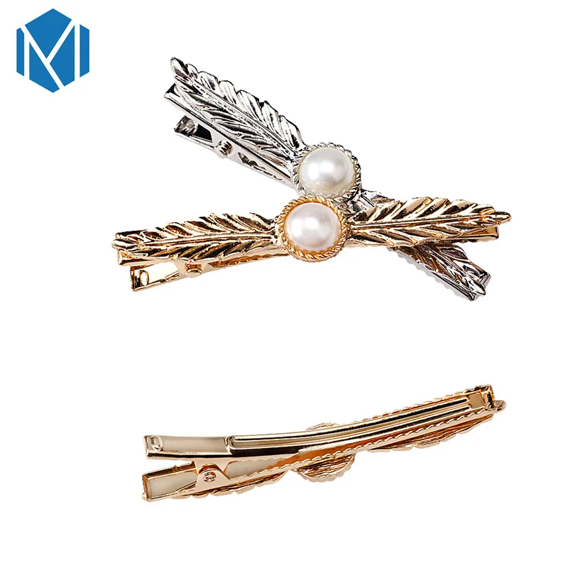 M MISM 1 шт. красивые женские заколки в форме листьев Посеребренная позолоченная
