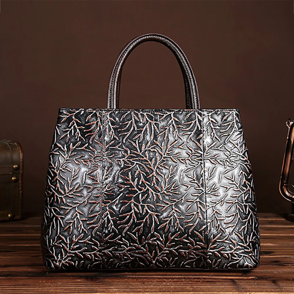 hot sale genuine embossed leather women tote handbag famous brand crossbody messenger bags vintage casual shoulder shopping bag free global shipping