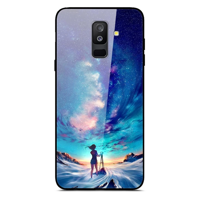 Для samsung Galaxy A6 Plus чехол из закаленного стекла с изображением планеты Космос чехол-накладка для samsung A6 Plus A605F+ жесткий чехол из поликарбоната