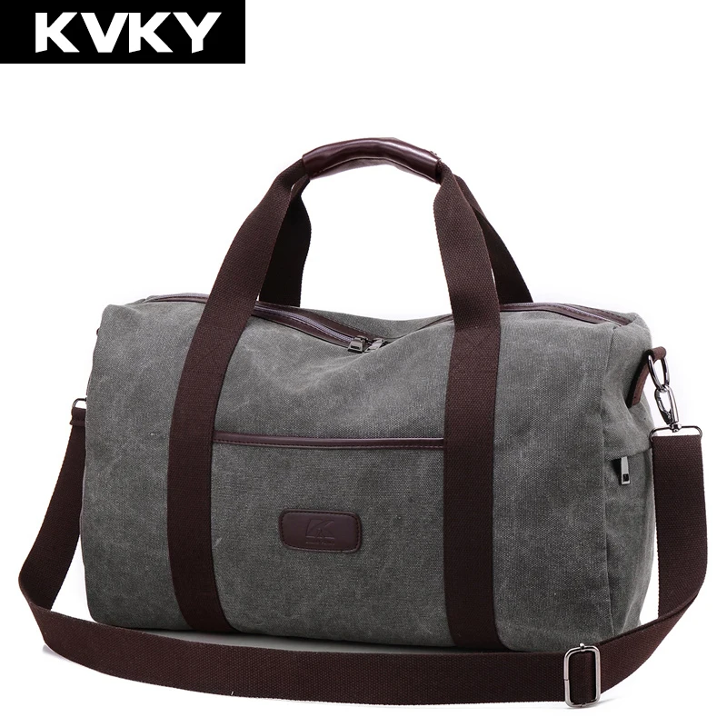 KVKY новые винтажные холщовые мужские дорожные сумки большой вместимости для