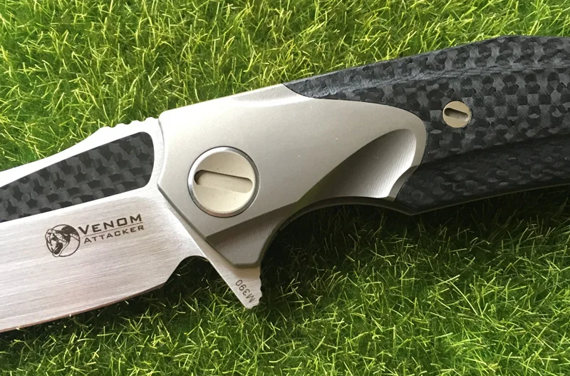 Кевин нож John VENOM атакующего с лацканами лезвие M390 лезвие titanium ручка из углеродного волокна, выживания на открытом воздухе ножи инструмент