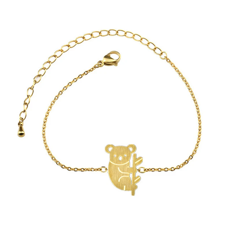 GORGEOUS TALE Animal Jewelry Cute Tiny Koala Bracelet For Women Men Charm Stainless Steel Gold Silver Color Wedding Accessories|bracelets for|wedding
