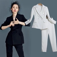 womens suit new solid color double breasted suit collar slim small suit suit female fashion temperamentolprofessional two piece