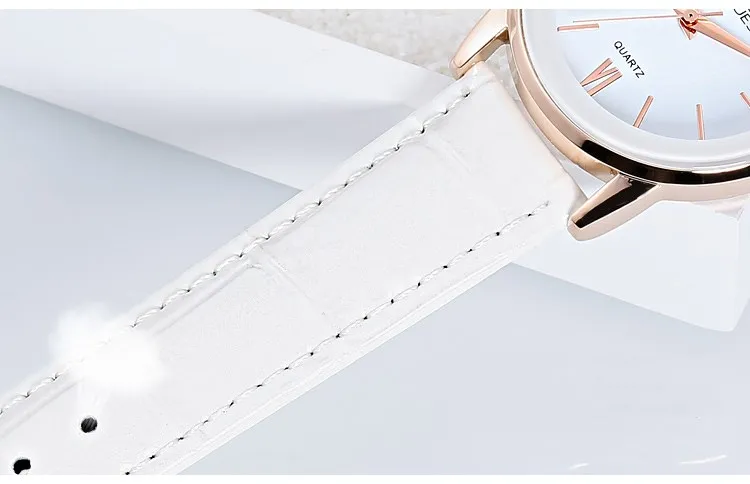 

Women Watches MARGUES brand Quartz watch simple LOGO Roman numerals fashion watches casual Bright leather strap girl clock 027