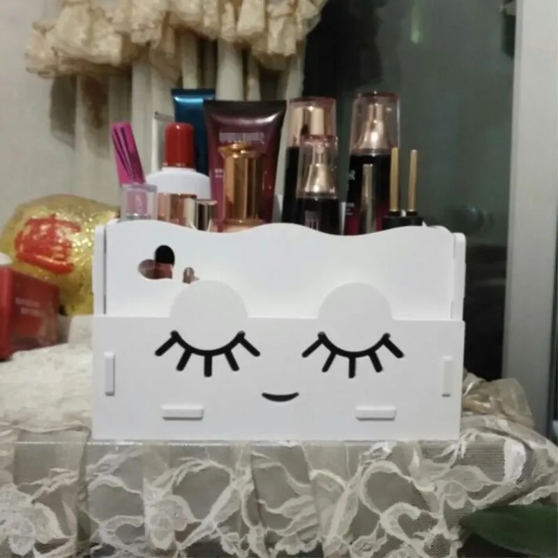 

Multifunctional Makeup Organizer with Drawer Cosmetics Wood Storage Box Bathroom Office Waterproof Desktop Storage Organizer DIY