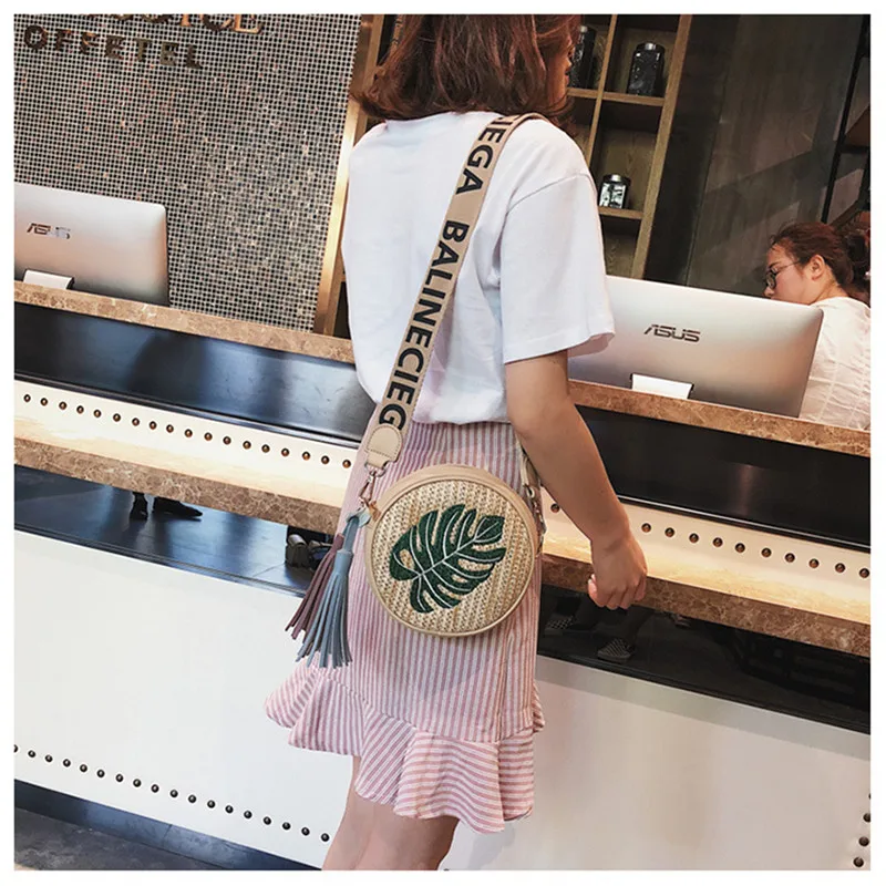 AEQUEEN Round Straw Rattan Bags Women Summer Babi Shoulder Bag Woven Beach Crossbody Pineapple Ladies Circle Bohemia Handbag | Багаж и