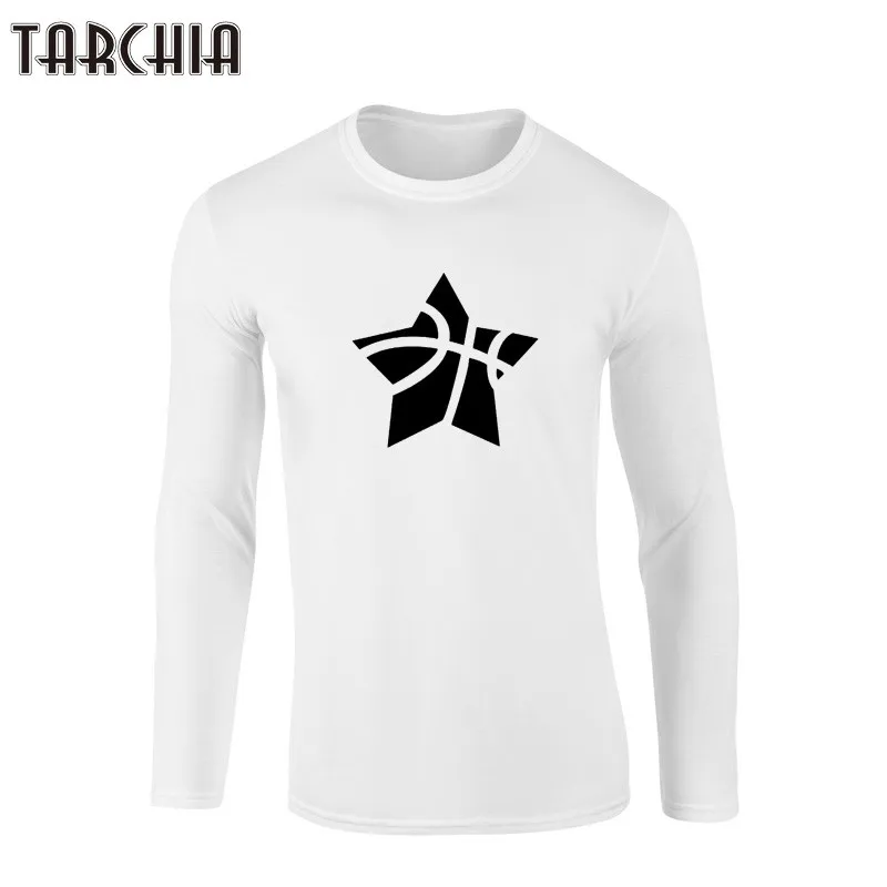 

TARCHIA 2021 New Design Men T-shirt Five-Pointed Star Printed Long Sleeve Casual Tshirts Men 100% Cotton Streetwear Tees Tops