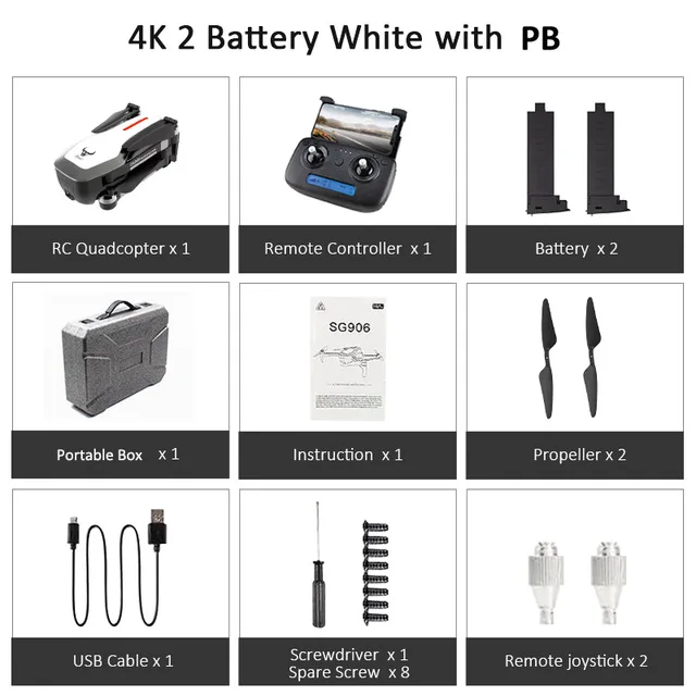 SG906 складной 800 м большой дистанции gps 5G wifi FPV 4K камера HD Дрон бесщеточный мотор селфи RC дроны 25 мин Время полета Квадрокоптер - Цвет: 2B white 4K with PB