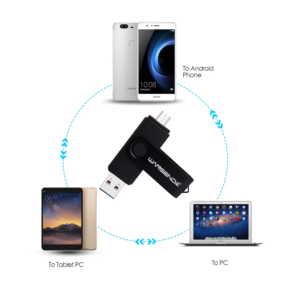 Оригинальный флеш накопитель Wansenda USB 2 0 OTG для смартфона планшета ПК 4 ГБ 8 16 32 64 128 256