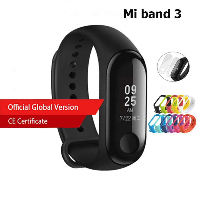Xiaomi Глобальная версия mi-браслет 3 умный Браслет пульсометр фитнес-трекер для