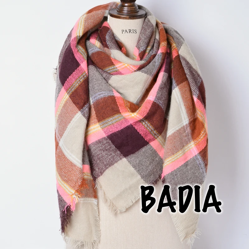 Зима 2017 шикарный вязаный клетчатый шарф оверсайз в клетку женские шали новые