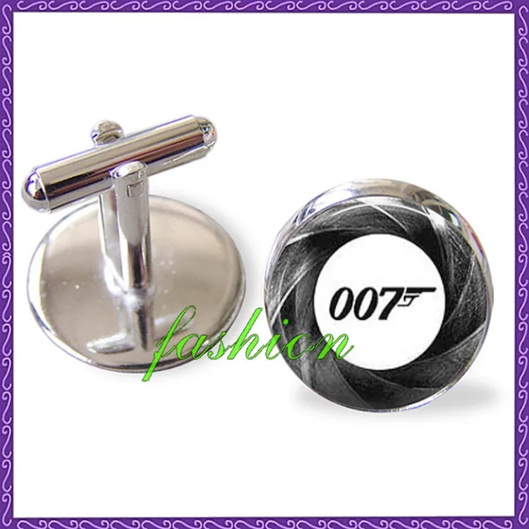 James Bond 007 Запонки круглые стеклянные ручные запонки мужские супергероев abotoaduras