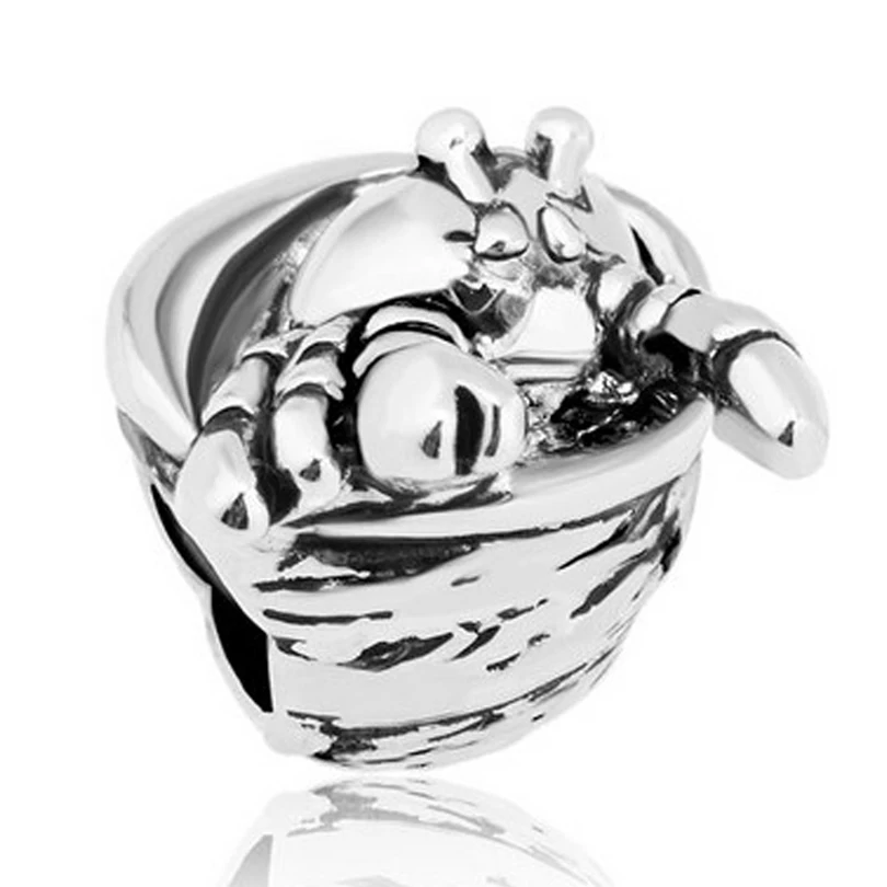 Подходят для браслетов Pandora синий прозрачный кристалл милый Краб бусин шармы