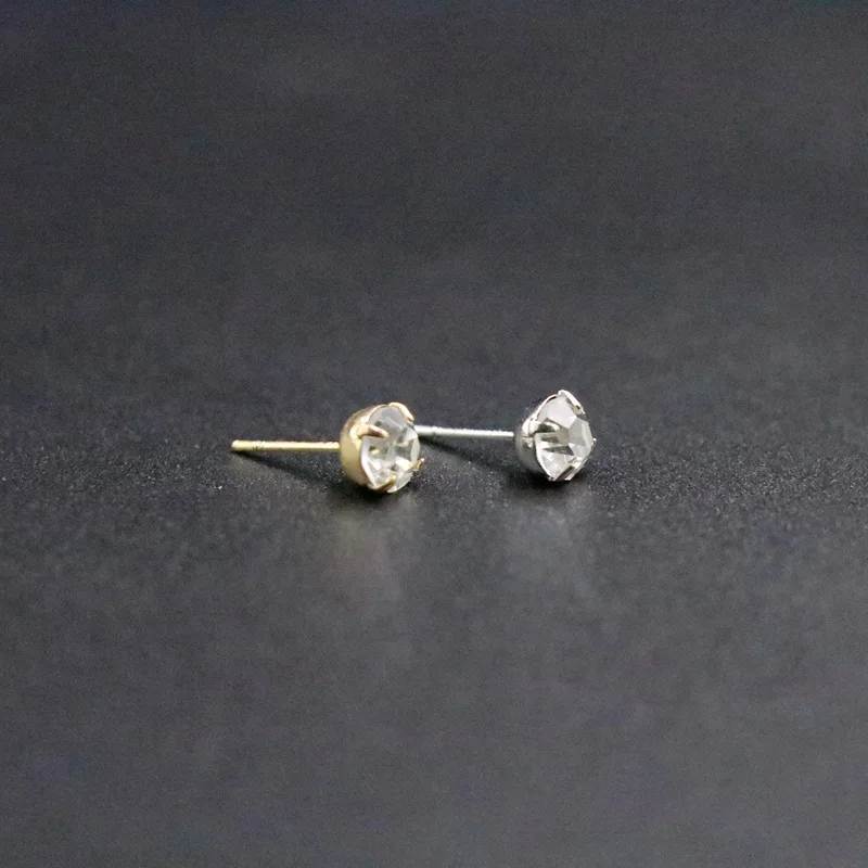 2018 Round Geometry Zirconia Alloy Shiny Stud Earrings Transparent Women Female Jewelry Accessori Simple Joker Classic | Украшения и