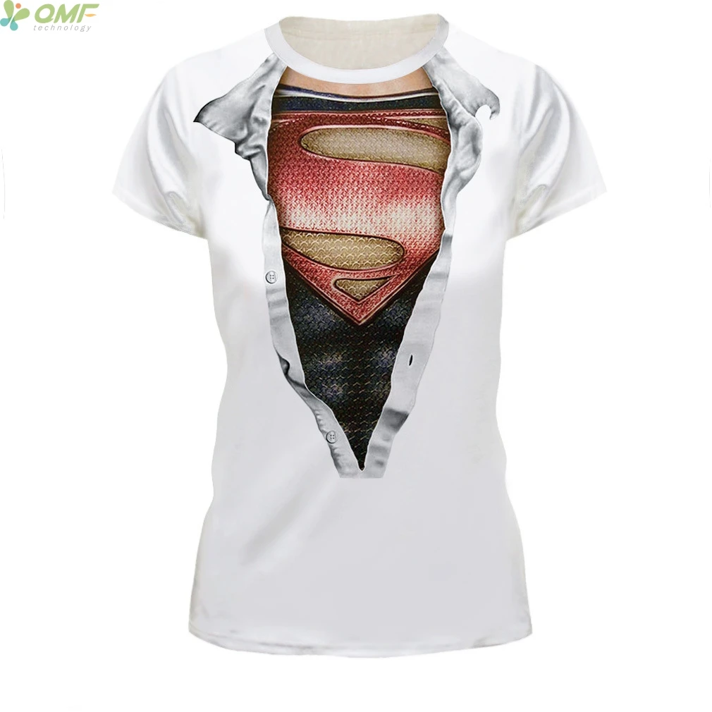 Cartoon Superhero Supergirl 3D Print T-shirts Ladies Fashion Women Tops Short Sleeve Casual Tees Superman Streetwear Tshirt Slim | Женская