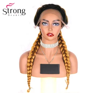 StrongBeauty парик Омбре, Золотой Блонд, синтетические плетеные передние парики, длинные черные