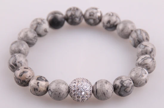 

MOODPC Hot Sale Jewelry Micro Zircon Pave Ball Gray Color Stone Bracelet