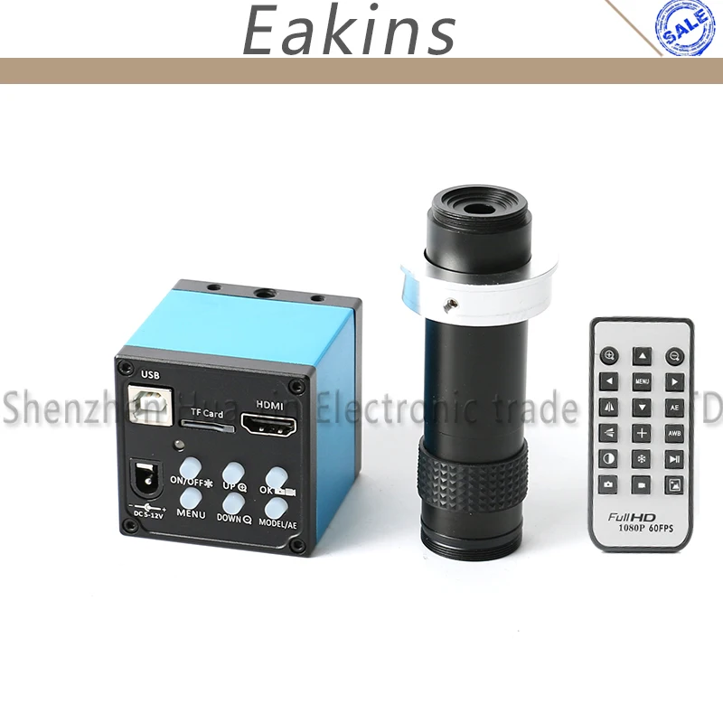 

1080P 20MP HDMI USB Industrial Video Microscope Camera TF Card Recorder IR Remote Controller + High Distance 120X C-mount Lnes