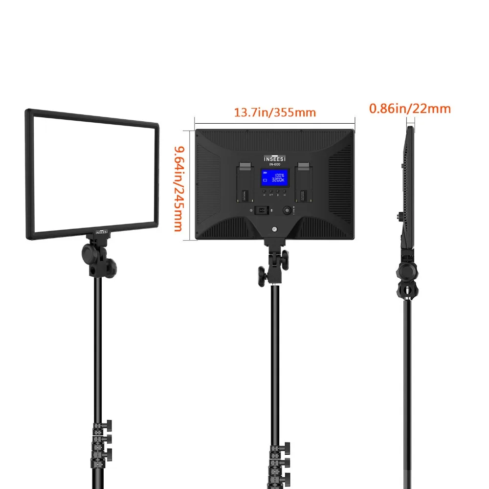 INSEESI IN 600 Портативный Диммируемый 260 LED видео свет 3 в 1 комплект 3200 5600k фото для DSLR