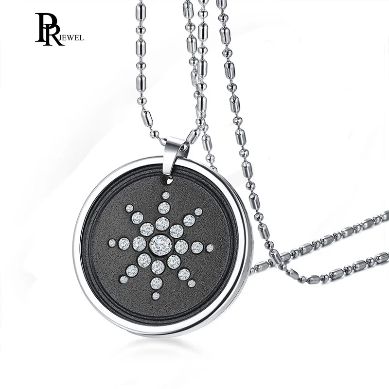 Круглое ожерелье из нержавеющей стали с вулканической лавой|quantum pendant necklace|quantum