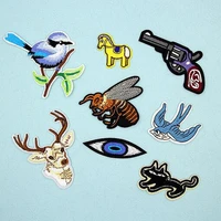 1pc fabric embroidered gun bird patches clothes stickers bag sew iron on applique diy apparel sewing clothing accessories bu23