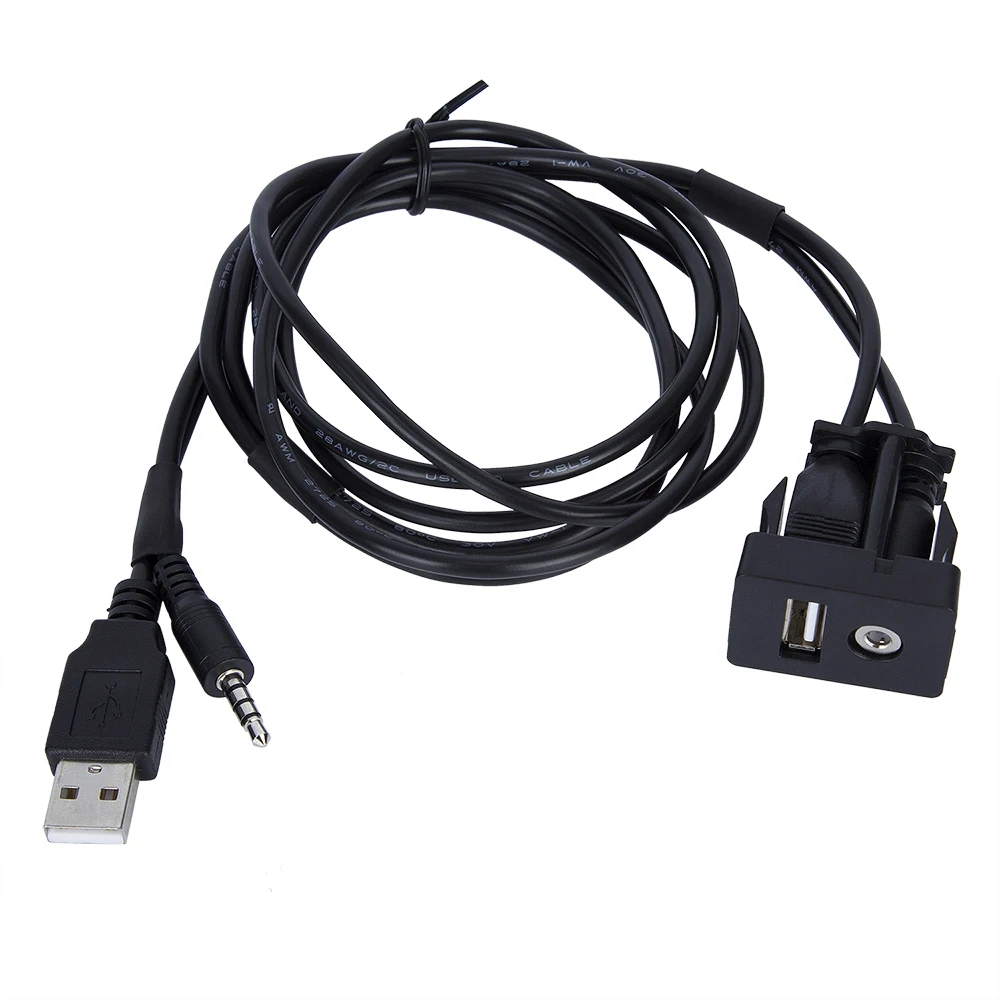 1 м Автомобильная лодка Даш заподлицо USB порт 3 5 мм AUX свинцовый Удлинительный