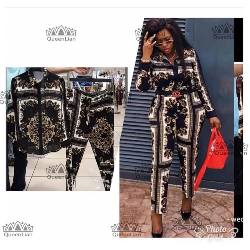 2019 Новая мода (L XXXXL) Африканская одежда для женщин топ Дашики и брюки костюм