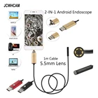 JCWHCAM Android эндоскоп камера 5,5 мм Len Гибкая Змея USB труба портативный осмотр микро USB бороскоп 6LED камера 480P