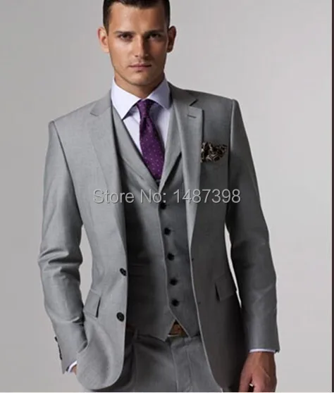 2017 новое поступление мужские светло-серые костюмы Модный деловой костюм мужской