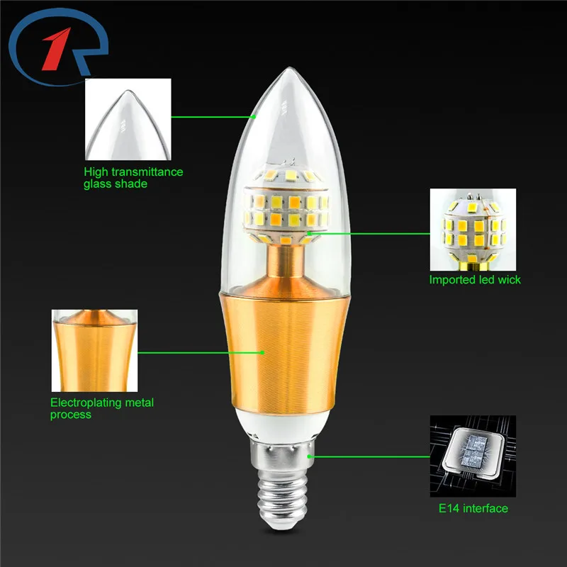 ZjRight E14 светодиодная энергосберегающая лампа 6 Вт 8 10 AC65-260V освещение для интерьера