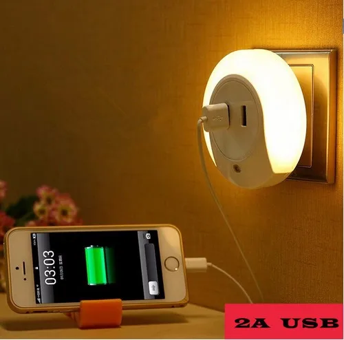 

Double USB Power LED Night Light Wall Lamp Bedroom Lighting With Switch Socket Home Indoor Sensor Light for Home Decoration Lamp