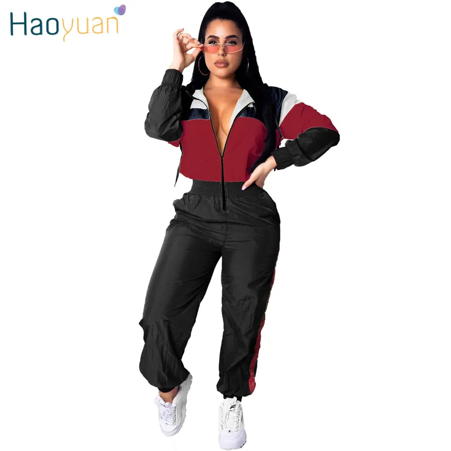 HAOYUAN, цветной комбинезон, женский комбинезон, новинка, повседневный комбинезон с длинным рукавом на молнии спереди, уличная одежда, сексуальный цельный комбинезон