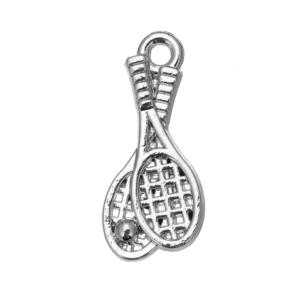 

Casual rhodium filled tennis racket charm jewelry
