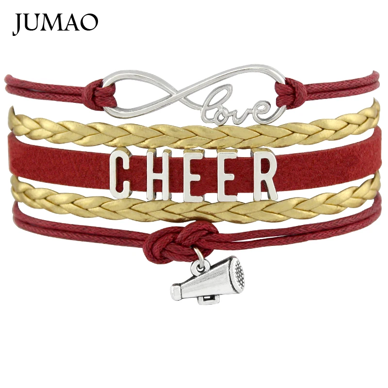 Бесконечная любовь надпись Cheer MOM шармы браслеты и черлидер фитнес браслет для