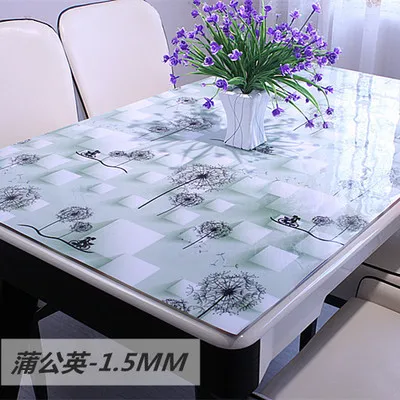 1.5mm 1,5 ТОЛСТАЯ ПВХ скатерть Хрустальная доска мягкое стекло подстилки домашний текстиль водонепроницаемый маслостойкий прямоугольный стол покрытие защита - Цвет: 1.5mm
