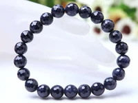 natural blue sapphire gemstone bracelet women man stretch crystal cut faceted round beads bracelet 7mm 8mm 9mm 10mm aaaaa