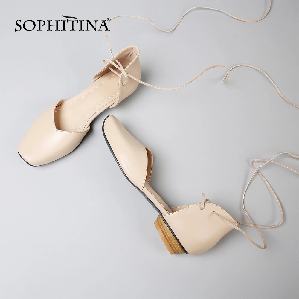 SOPHITINA/удобная обувь на плоской подошве шнуровке с квадратным носком из