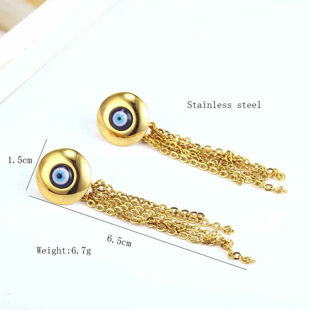 Женские серьги-гвоздики OUFEI Evil Eyes серьги из нержавеющей стали с кисточками модные