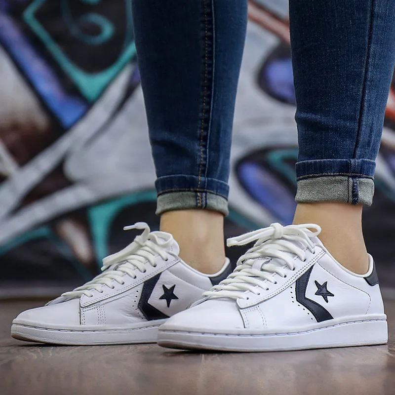 Converse Оригинальные кроссовки Star Player кожаные женские кроссовки Весна и осень контрастного цвета кожи Скейтбординг обувь 555930C