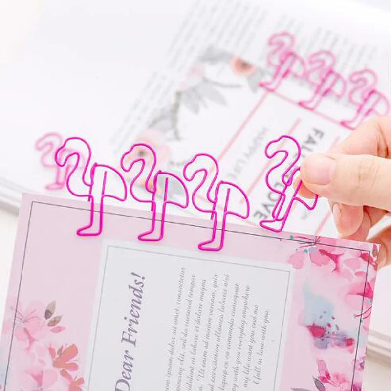 

5PCS Beautiful Flamingo Bookmark Planner Paper Clip Metal Material Bookmarks for Book Stationery School Office Supplies