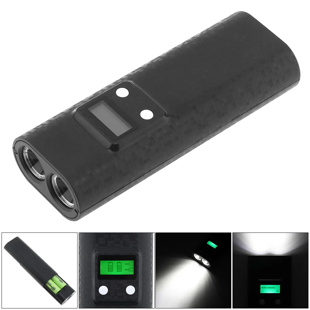 Двойной USB ЖК дисплей зарядное устройство чехол внешний аккумулятор фонарик