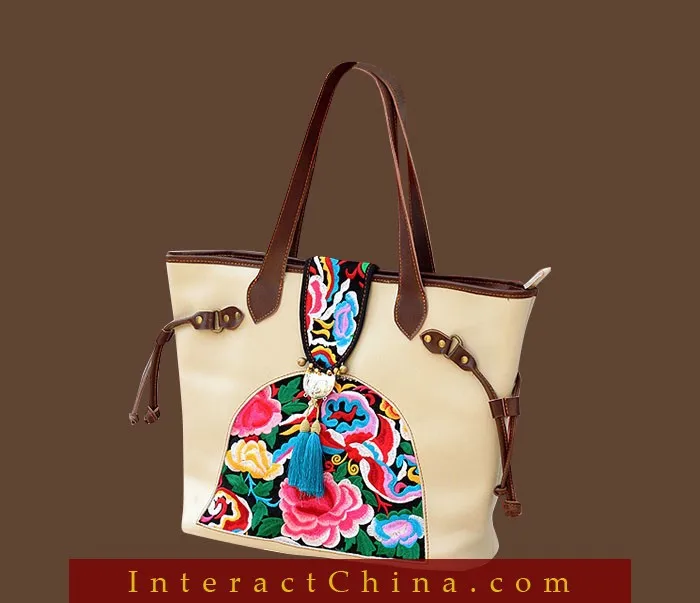 100% Handmade Handbag Purse Tote Shopper Bag - Fine Oriental Embroidery Art #127 |
