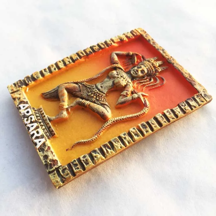 Cambodia Siem Reap Apsara Dance Angkor Wat Flying Goddess Stone Carving Tourist Souvenir Magnetic Sticker Fridge Magnet | Дом и сад