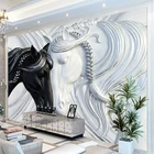 Пользовательские фото обои для стен 3D Книги по искусству моды фрески черный, белый цвет двойной лошадей тиснением нетканого обои стен