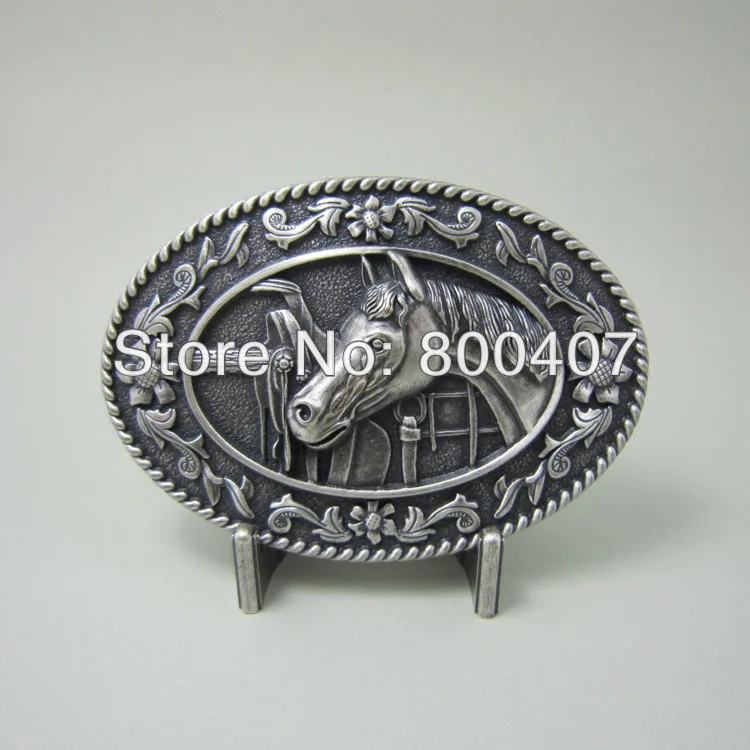 

Silver Plated Western Horse Saddle Oval Belt Buckle BUCKLE-WT089SL New In Stock