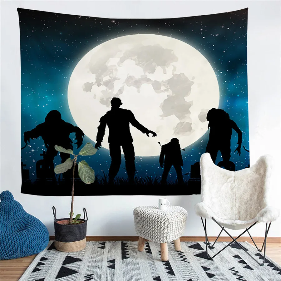 HELENGILI Home Furnishing Halloween Tapestry Wall Hanging Sandy Beach Picnic Throw Rug Blanket Camping Tent Sleeping Pad | Дом и сад
