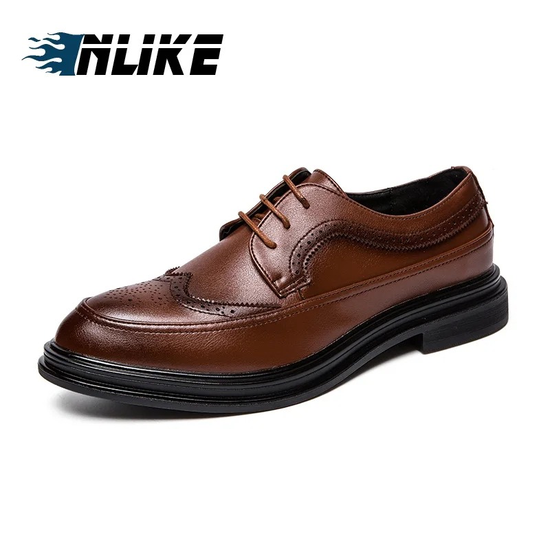 

INLIKE Formal Shoes Men Pointed Toe Men Brogue Dress Shoes Leather Men Oxford Formal Shoes For Men Fashion Dress Footwear