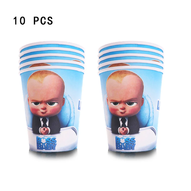 cup 10pcs Baby Boss тематическая вечеринка на день рождения украшения Детские шары счастливые бумажные тарелки для дня рождения салфетки для стаканчиков баннеры - Цвет: cup 10pcs